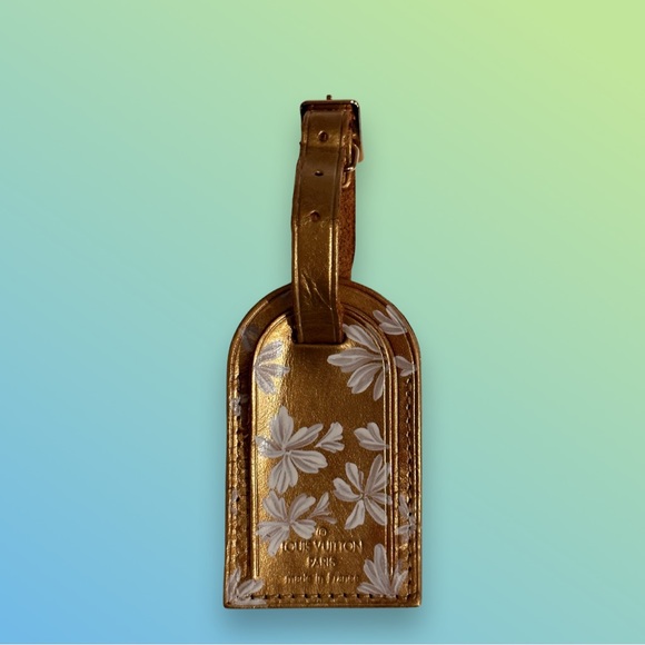Louis Vuitton Accessories - Louis Vuitton Custom Luggage Tag Gold Floral